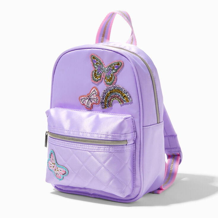 Claire&#39;s Club Lilac Butterfly Patch Mini Backpack,