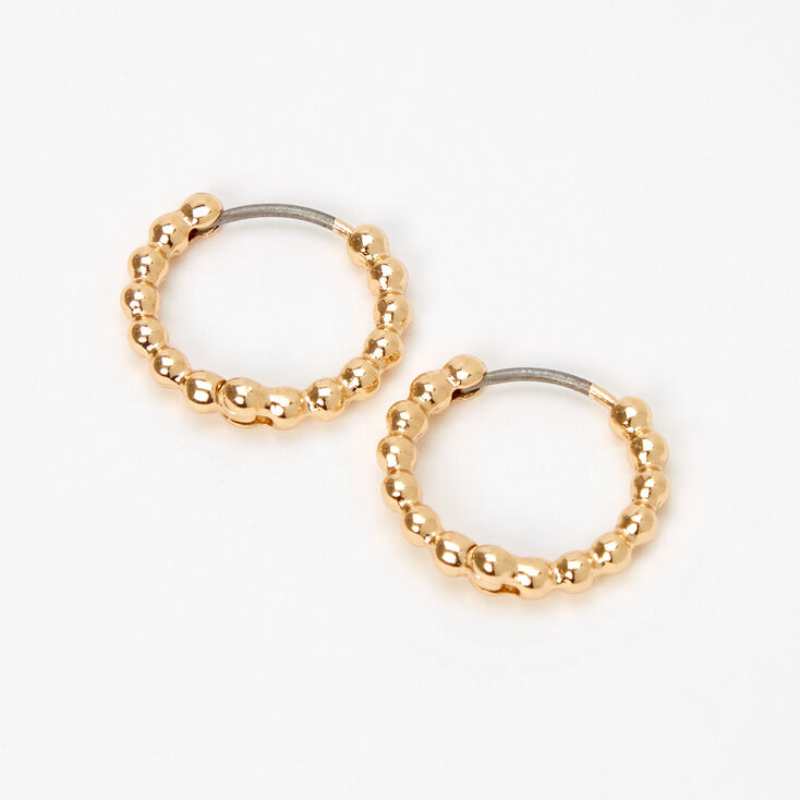 Gold 20MM Beaded Look Hoop Earrings | Claire's US