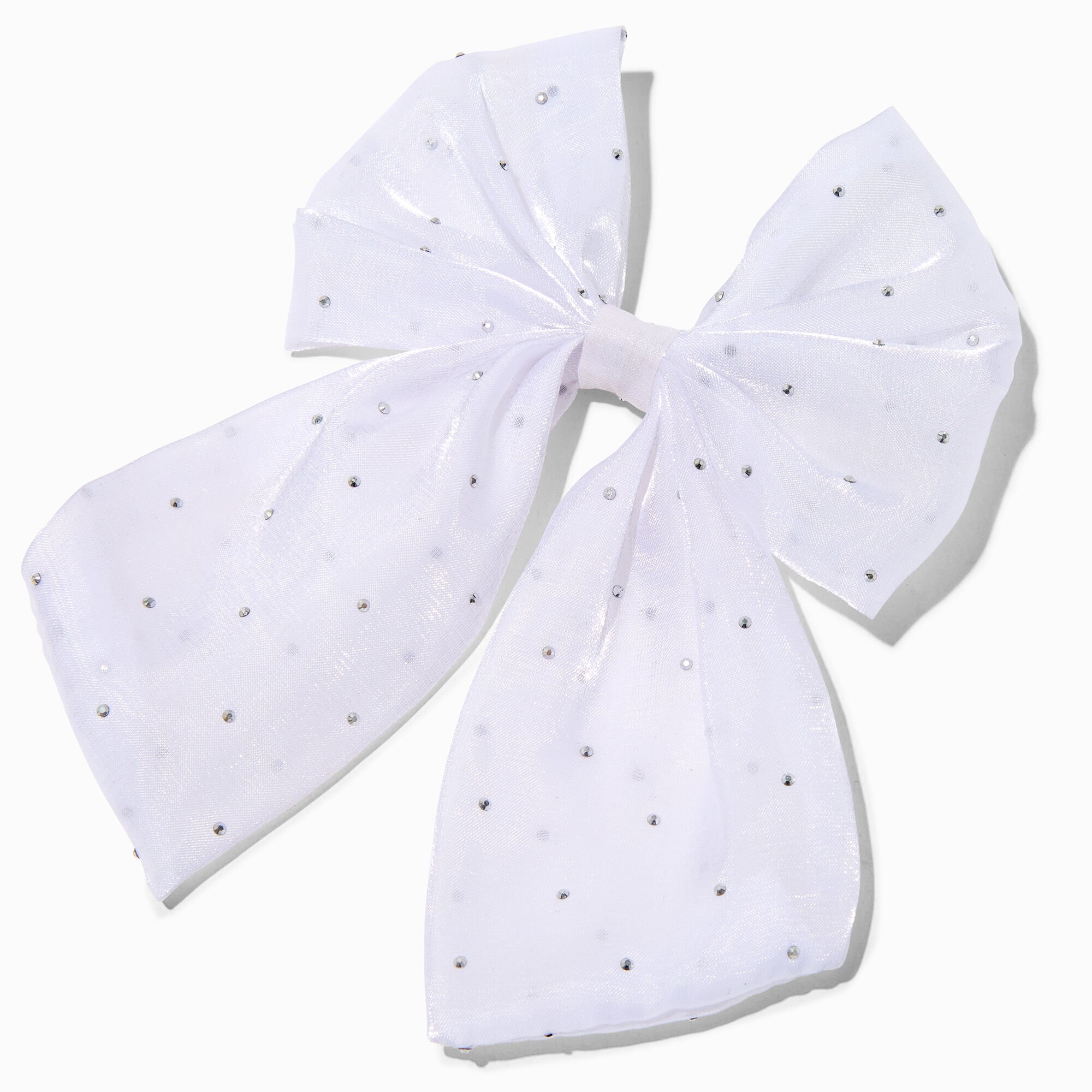 Claire's Club Holiday Rhinestone White Hair Bow Clip,