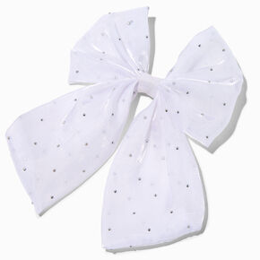 Claire&#39;s Club Holiday Rhinestone White Hair Bow Clip,
