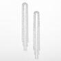 Silver-tone Rhinestone 4&quot; Horse Tail Fringe Drop Earrings,