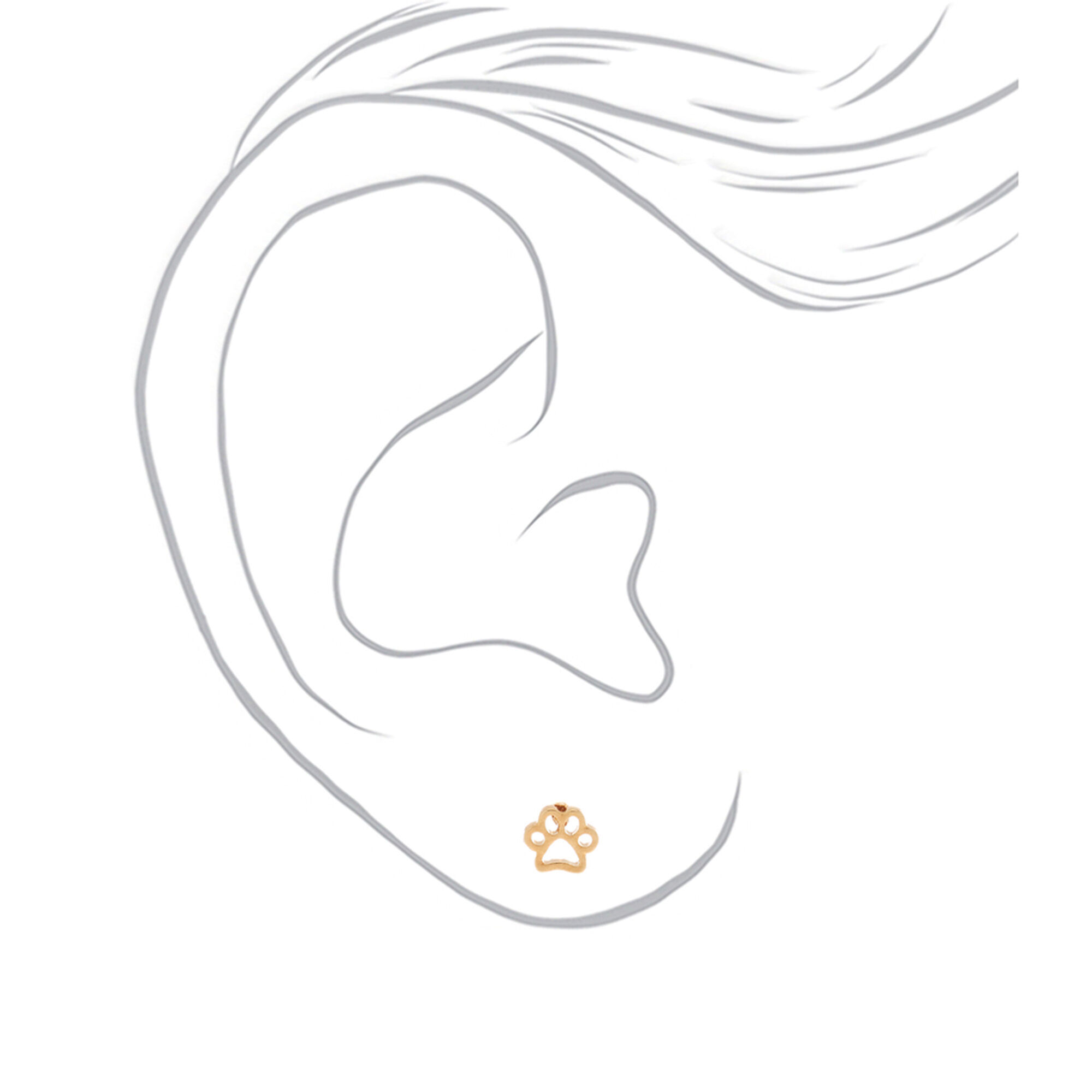 18kt Gold Plated Paw Print Stud Earrings,