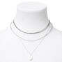 Silver Chain Multi Strand Necklace- Rose,