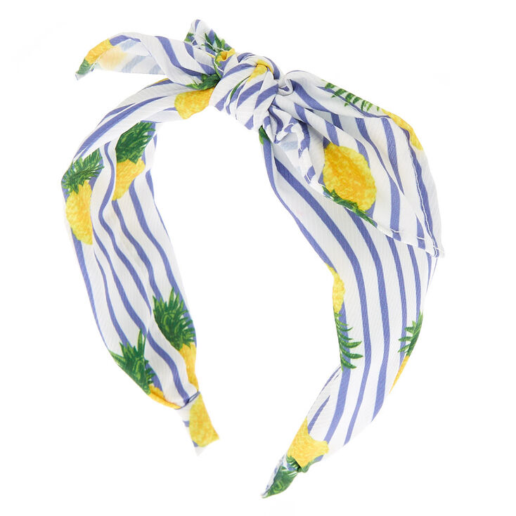 Pineapple Stripe Knotted Bow Headband - Yellow,