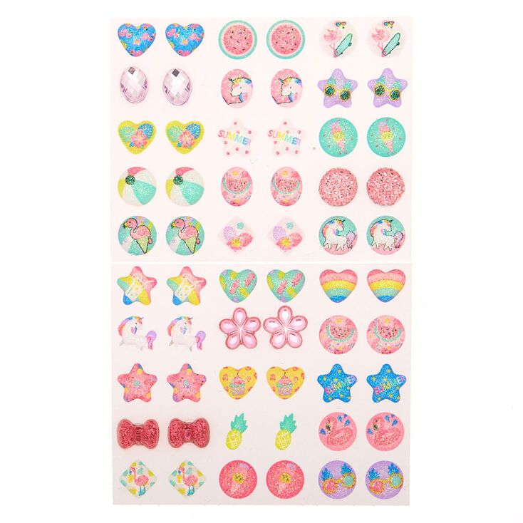 Claire&#39;s Club Rainbow Summer Stick On Earrings - 30 Pack,