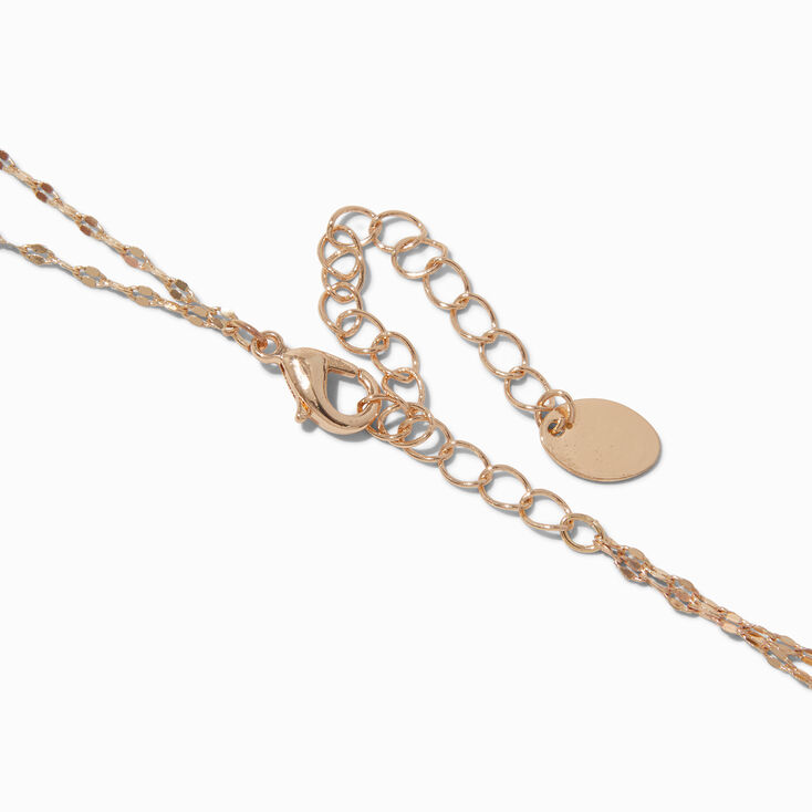 Gold-tone Cubic Zirconia Disc Multi-Strand Necklace,