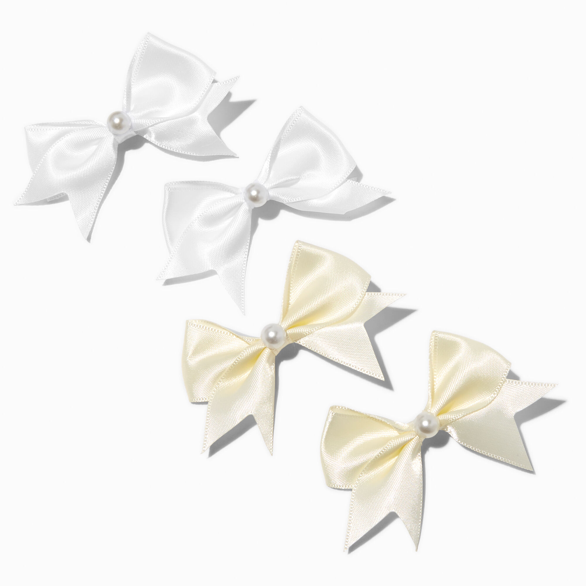 View Claires Club Pearl Satin Hair Bow Clips 4 Pack information