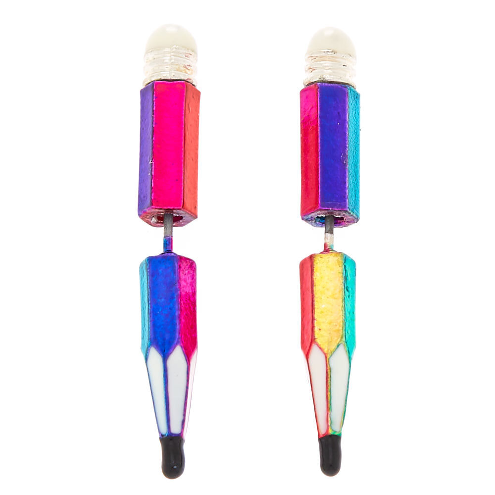 Rainbow Pencil Ear Jacket Earrings,