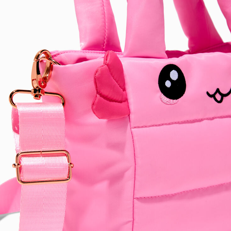 Pink Axolotl Quilted Crossbody Tote Bag