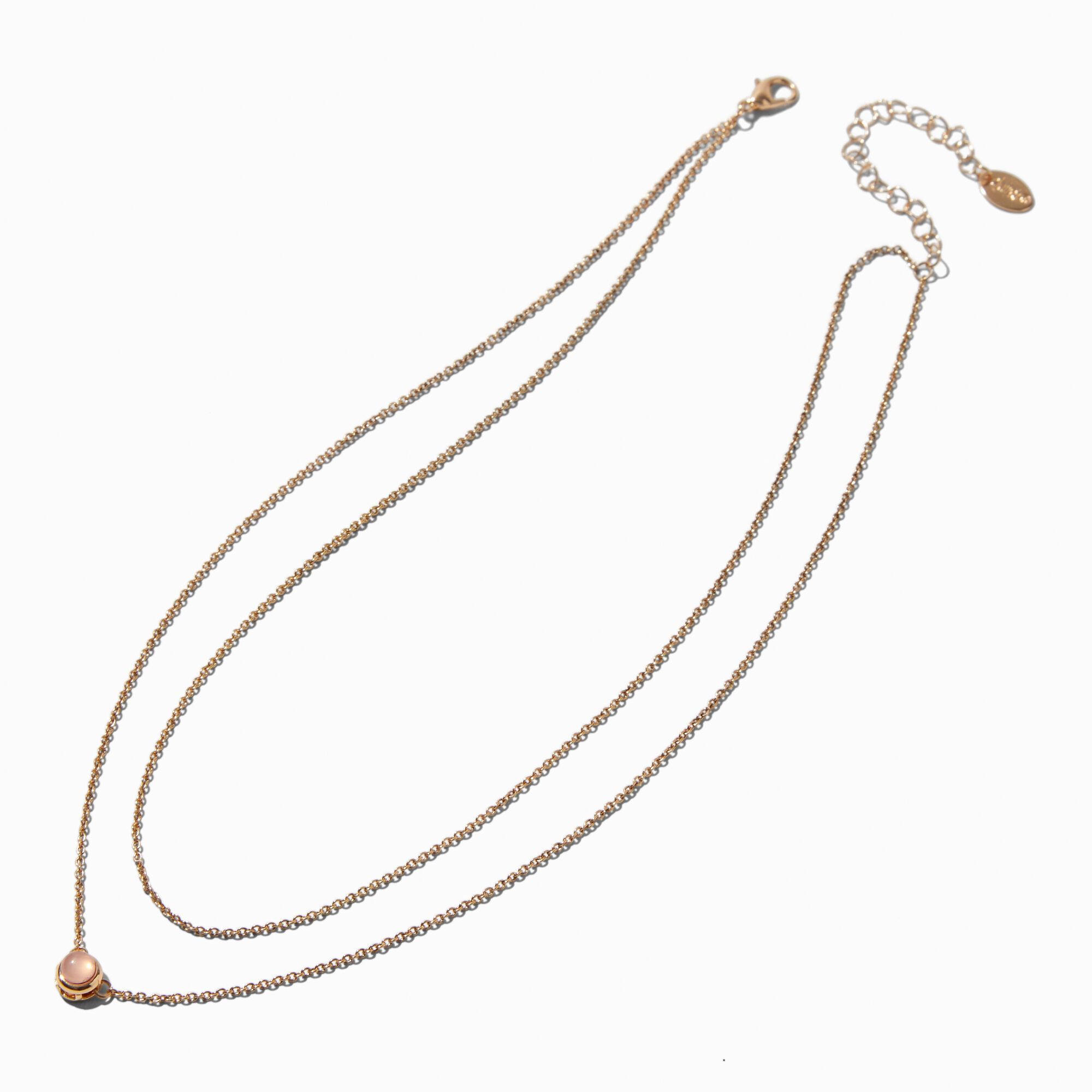 Rose Quartz Pendant Gold-tone Multi-Strand Necklace,