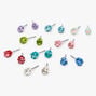 Crystal Rainbow 4mm Stud Earrings - 9 Pack,