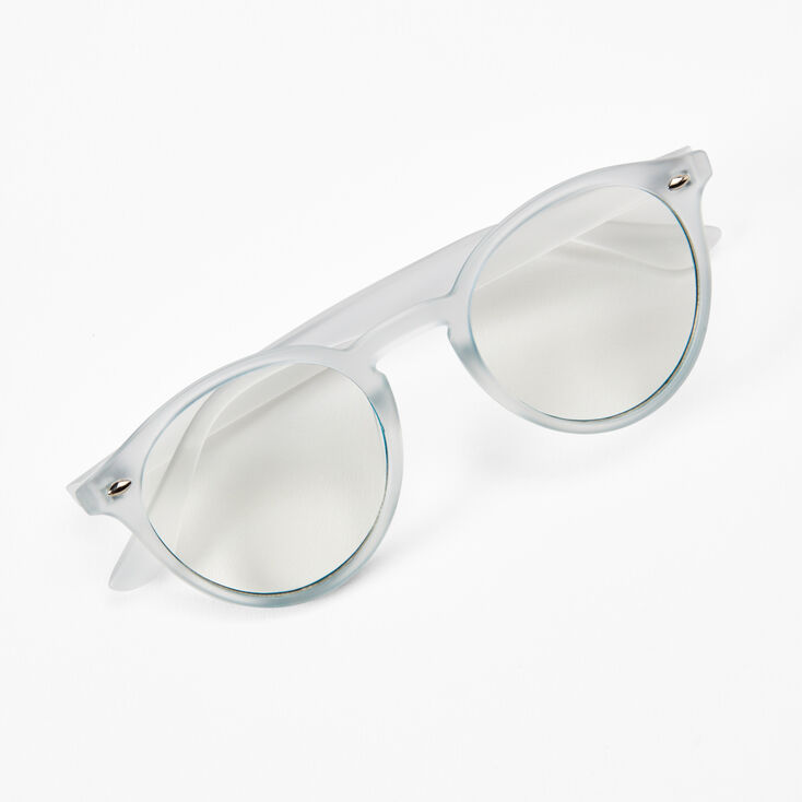 Frosted Round Clear Lens Frames - Clear/Teal,