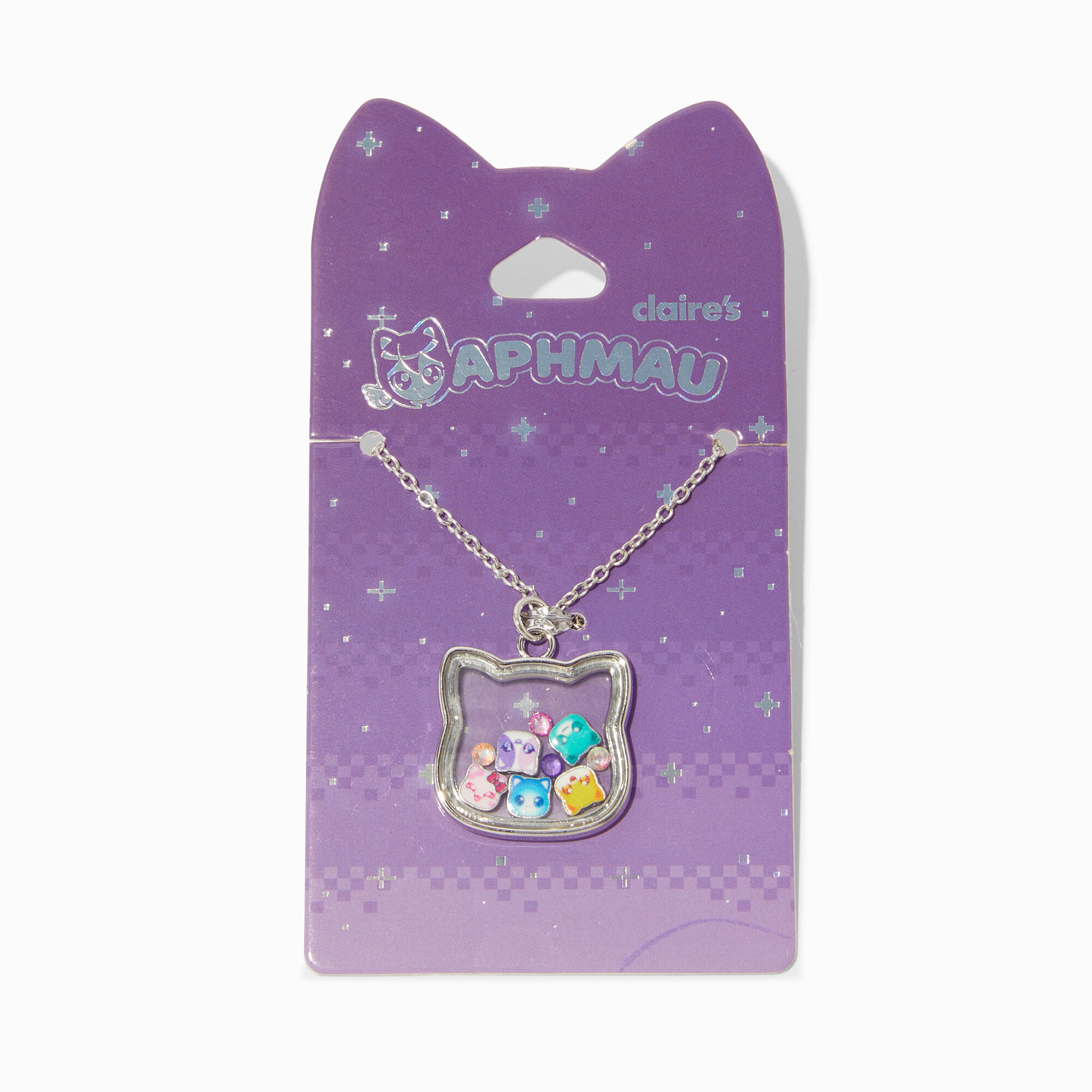 Aphmau And Friends Claire s Exclusive Silver tone Cat Head Shaker Pendant Necklace Claire s