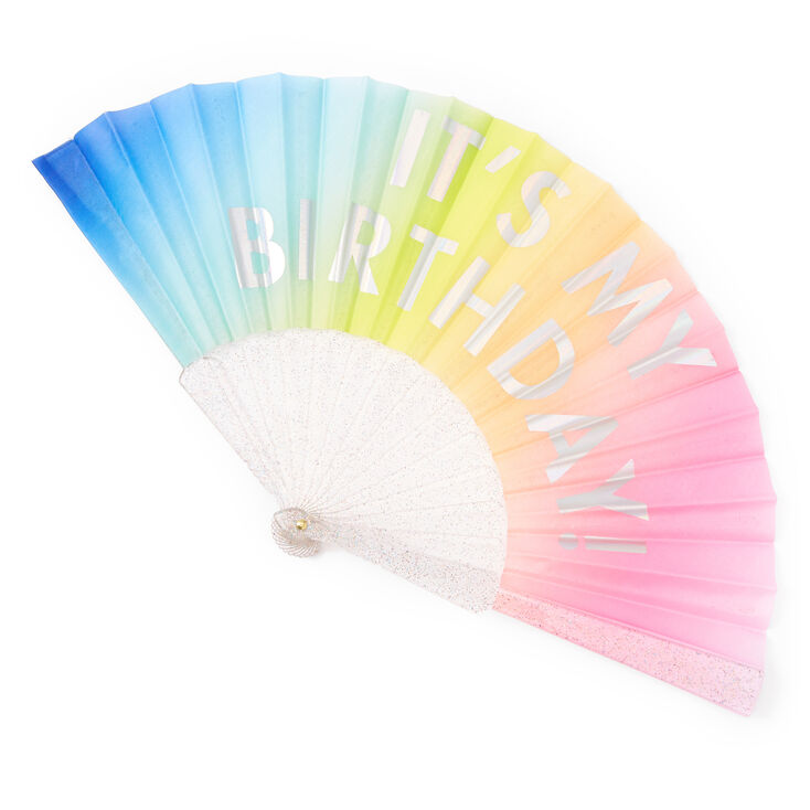 It&#39;s My Birthday Rainbow Folding Fan,