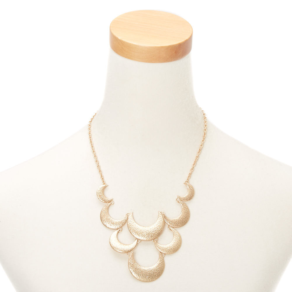 Gold Crescent Moon Statement Necklace,