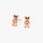 18ct Rose Gold Plated Crystal Teddy Bear Stud Earrings,