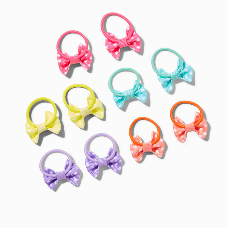 Claire&#39;s Club Rainbow Dot Bow Hair Ties - 10 Pack,