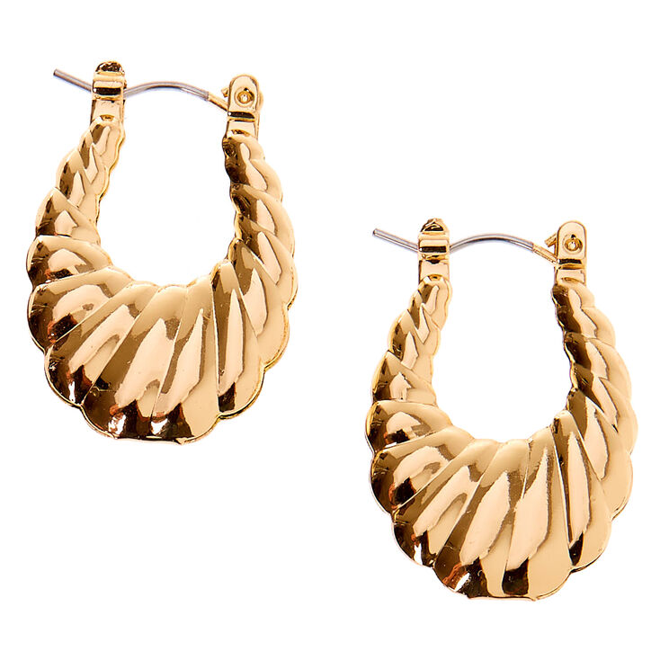 Gold 25MM Scalloped Hoop Earrings,