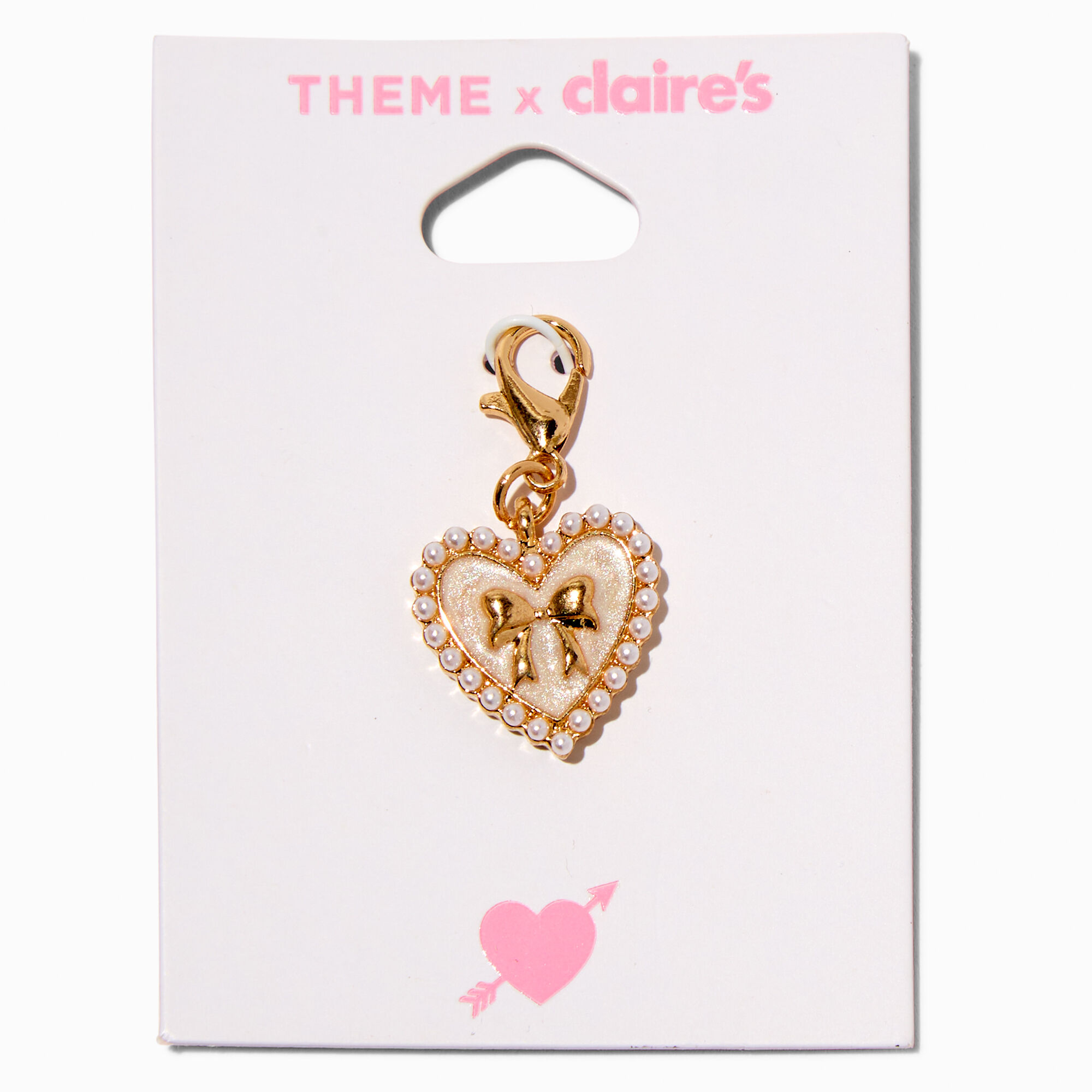 T H E M E x Claire's Gold-tone Bow Heart Charm ,