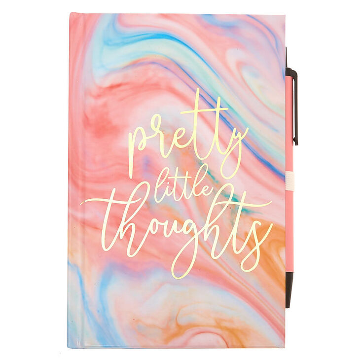 Claire's Mini journal intime effet marbré « Pretty Little Thoughts » - Rose