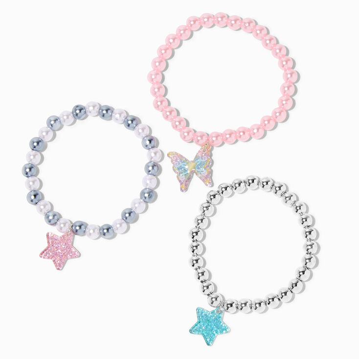Claire&#39;s Club Glitter Fairy Beaded Stretch Bracelets - 3 Pack,