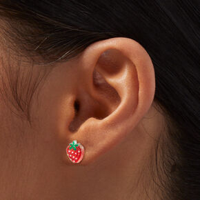 Strawberry Glitter Stud Earrings,