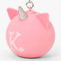 Initial Unicorn Stress Ball Keychain - Pink, K,