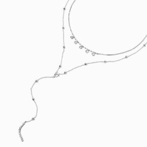 Silver-tone Cubic Zirconia Confetti Multi-Strand Y-Neck Necklace,