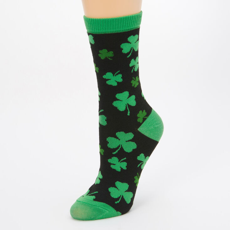 Green Shamrock Crew Socks,