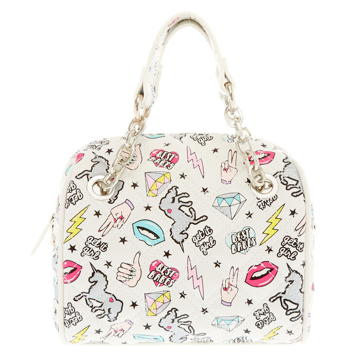 Unicorn Power Patches Quilted Crossbody Satchel | Claire's US