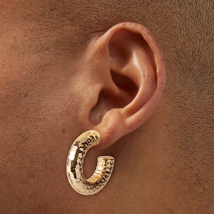 Gold-tone Textured Hoop Earrings - 3 Pack,