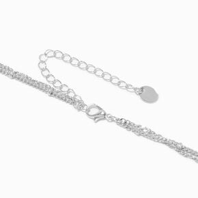 Silver Beaded Chain Multi-Strand Necklace,