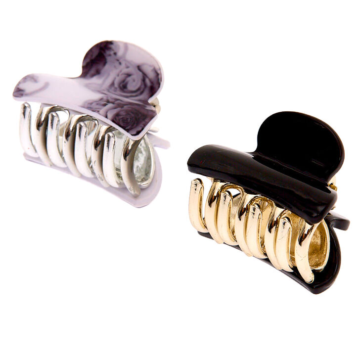 Claire's Lot de 2 mini pinces à cheveux noires au fini mat avec roses