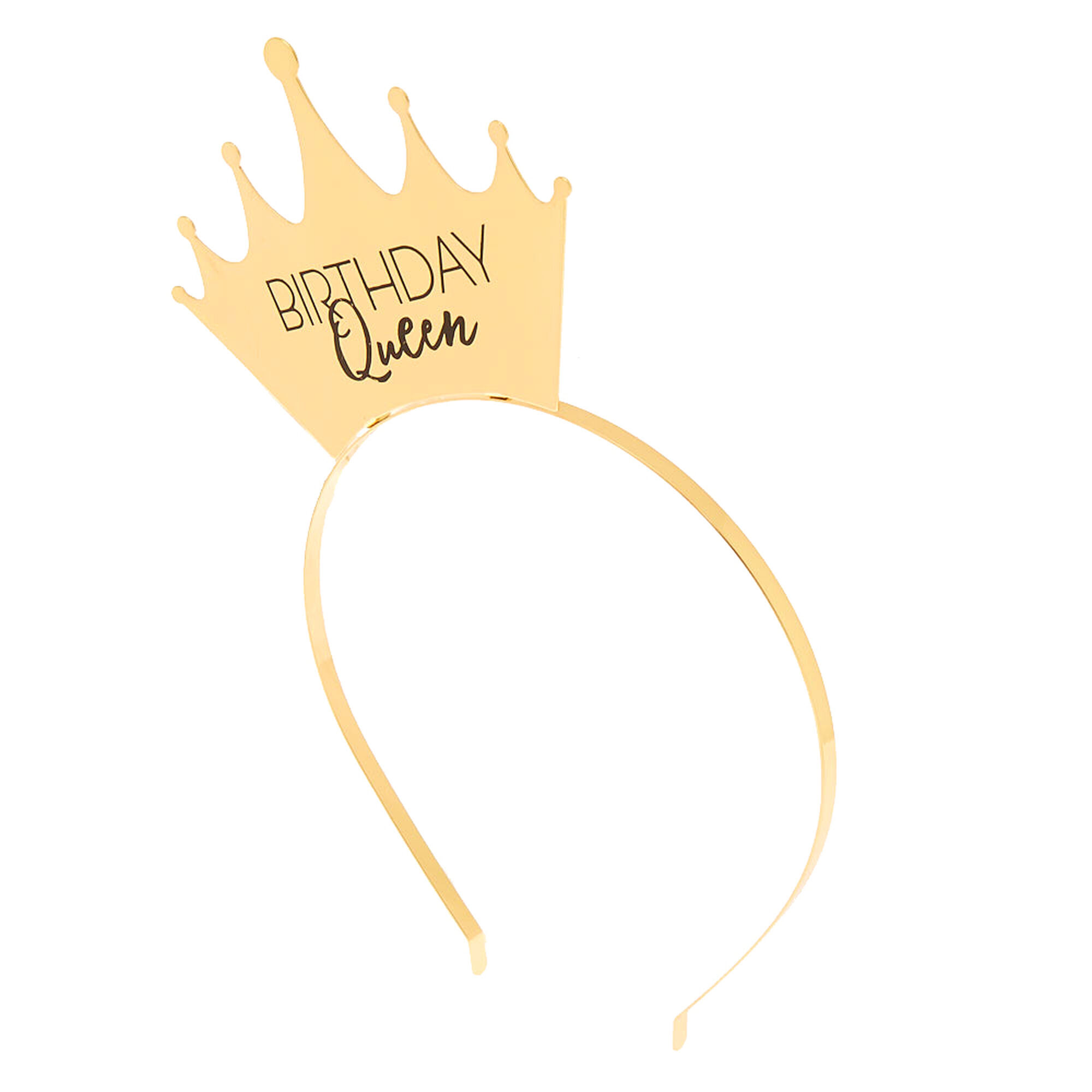 View Claires Birthday Queen Crown Headband Gold information