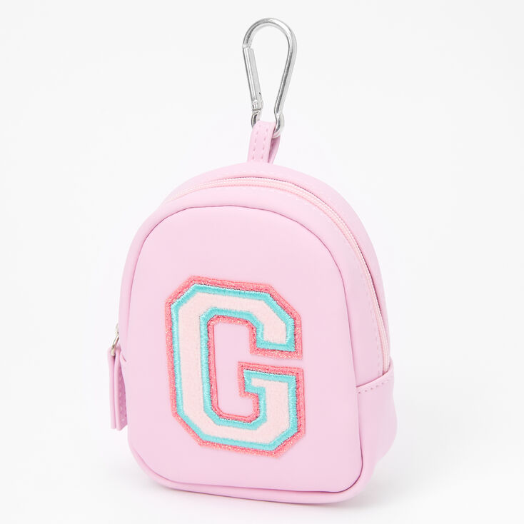 Pink Varsity Initial Mini Backpack Keychain - G,