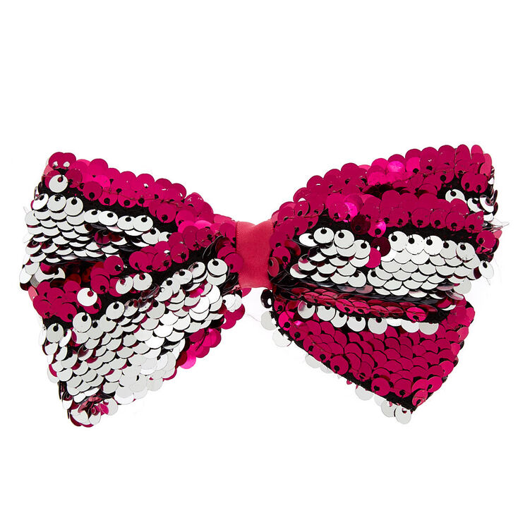 Claire&#39;s Club Reversible Sequins Hair Bow - Pink,