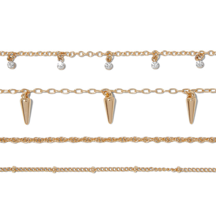 Gold-tone Chain Choker Necklace Set - 4 Pack,