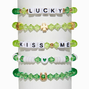 St. Patrick&#39;s Day Beaded Stretch Friendship Bracelets - 5 Pack,