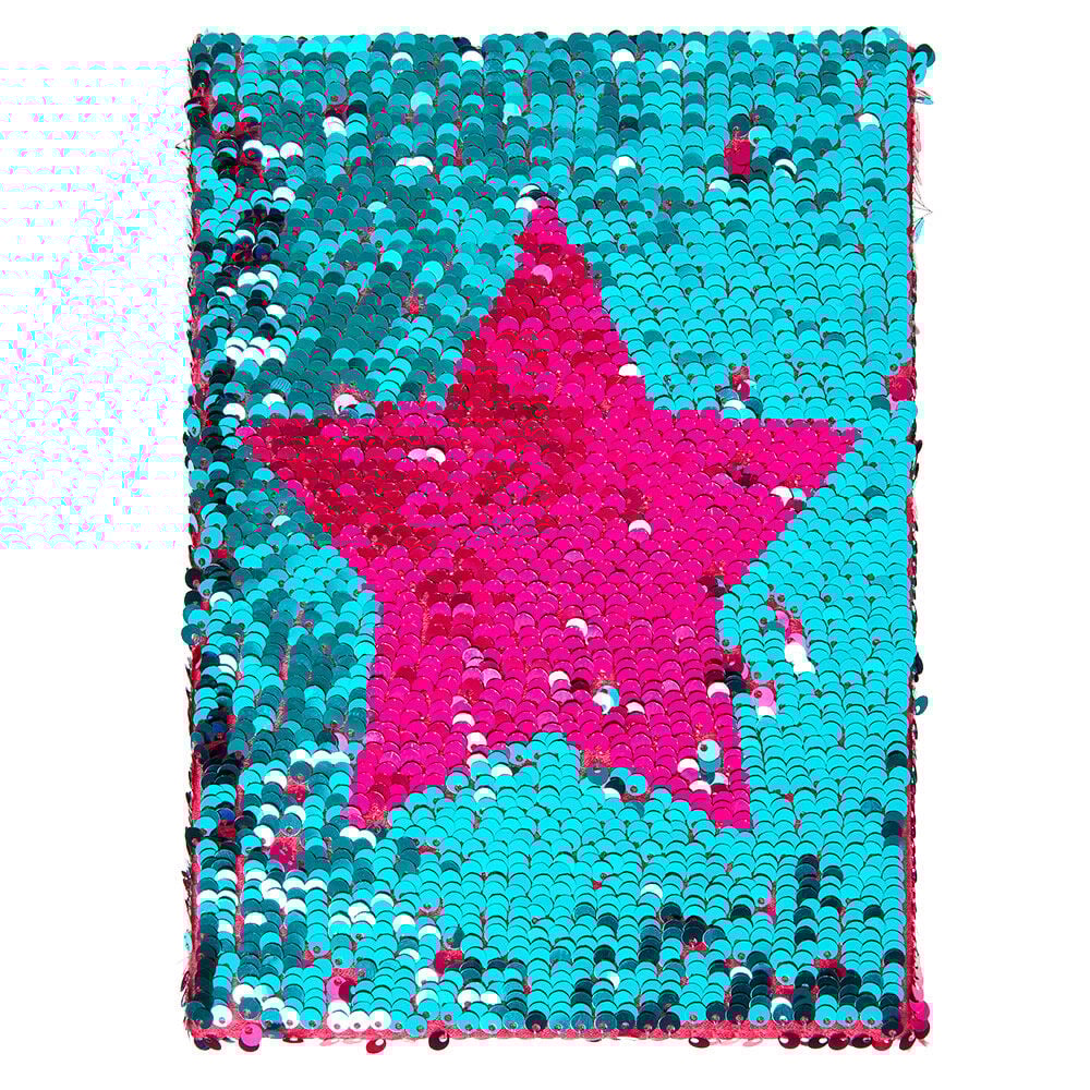 Reversible Pink & Mint Sequin Star Notebook,