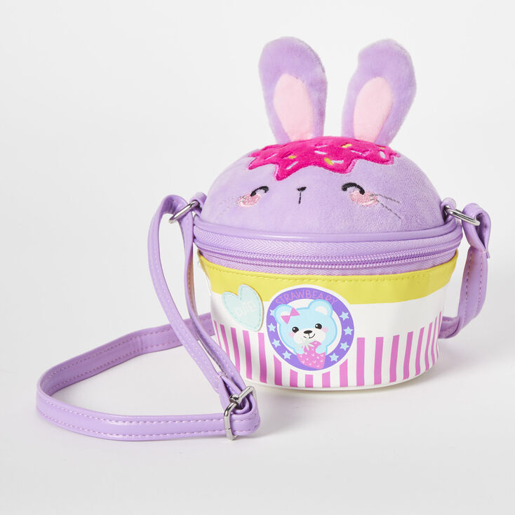 Claire&#39;s Club Purple Bunny Cupcake Crossbody Bag,