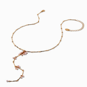 Pink Faux Pearl Shaky Y-Neck Necklace ,