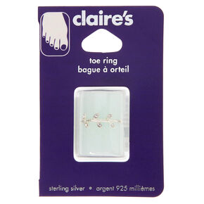 C LUXE by Claire&#39;s Sterling Silver Crystal Leaf Toe Ring,