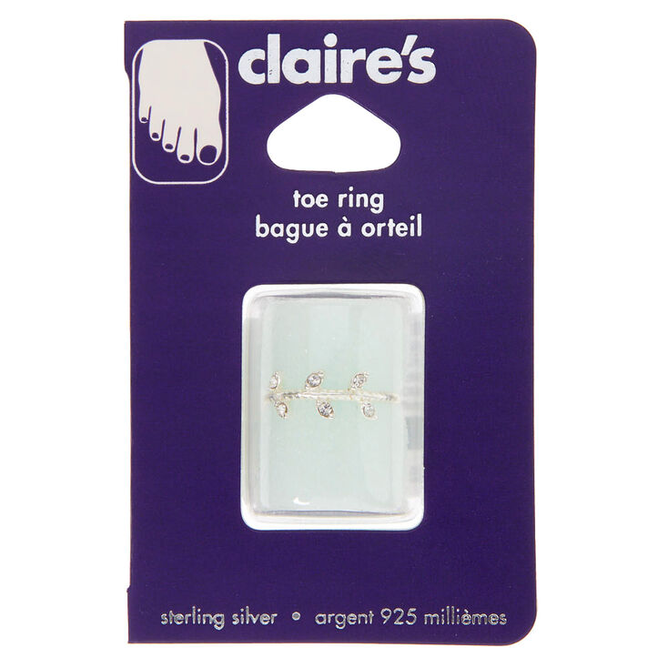 C LUXE by Claire&#39;s Sterling Silver Crystal Leaf Toe Ring,