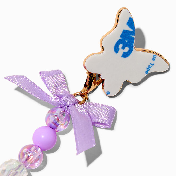 Gold-tone Butterfly &amp; Lilac Bow Sticker Charm,