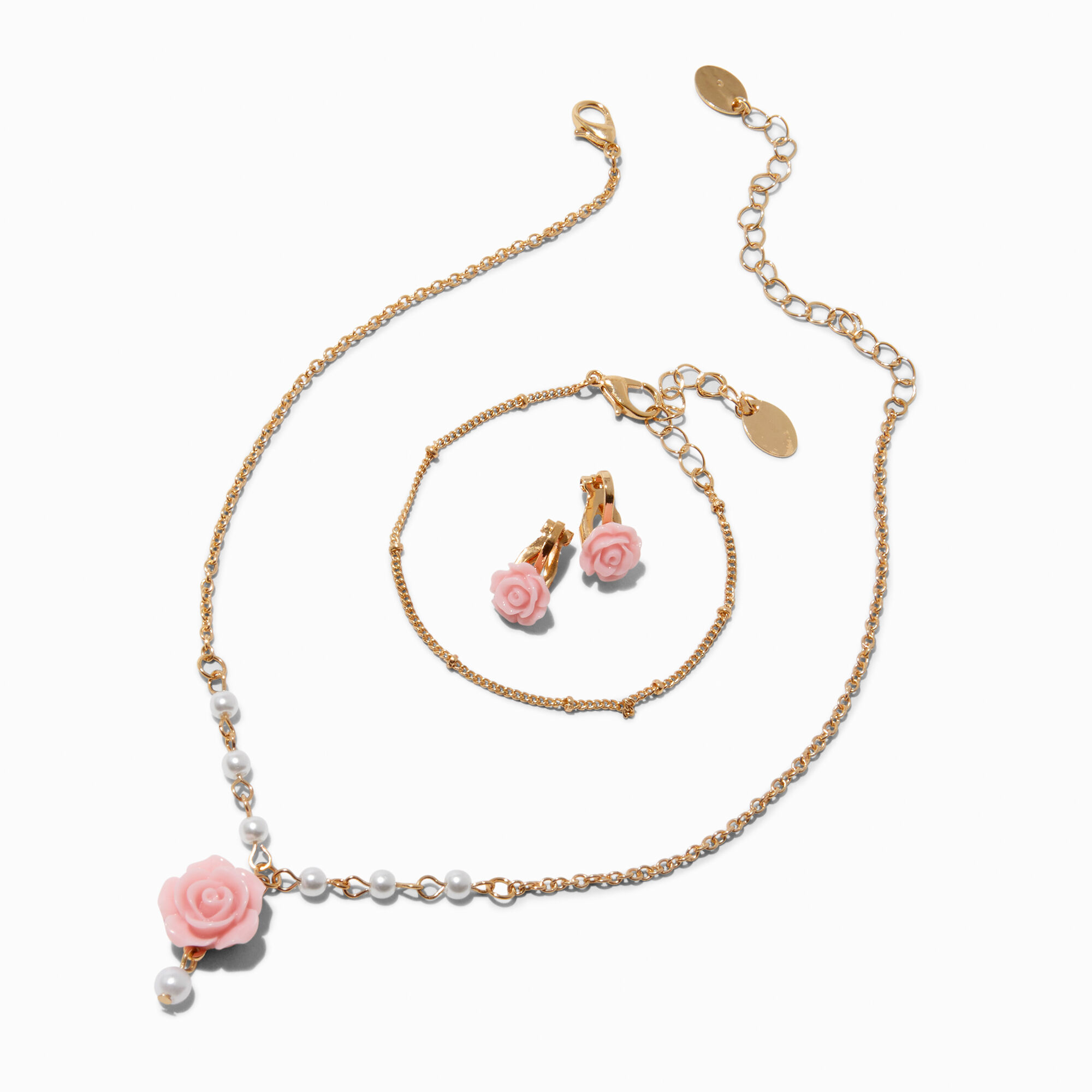 Claire s Club Pink Rose Gold tone Jewellery Set 3 Pack