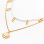Gold &amp; Pearl Seashell Multi Strand Choker Necklace,