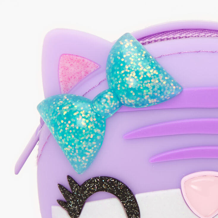 Porte-monnaie en silicone chat violet,