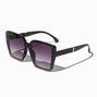 Black Quilted Design Oversized Shield Sunglasses,