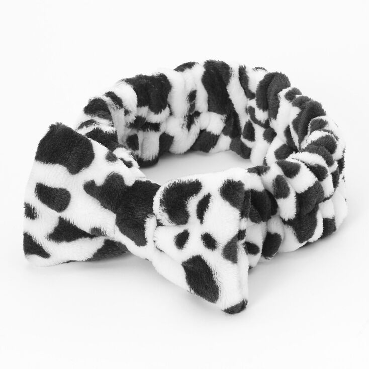 Plush Makeup Bow Headwrap - Black and White,