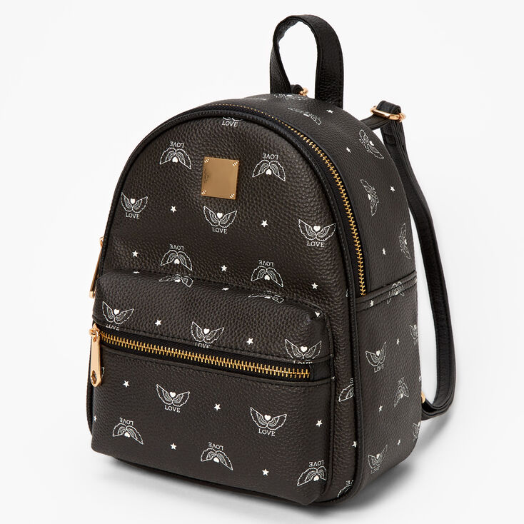 Love Angel Wings Small Backpack - Black | Claire's US